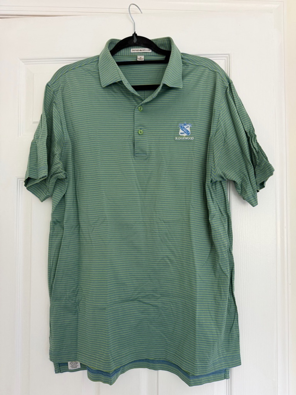 Peter Millar Green Striped Golf Polo